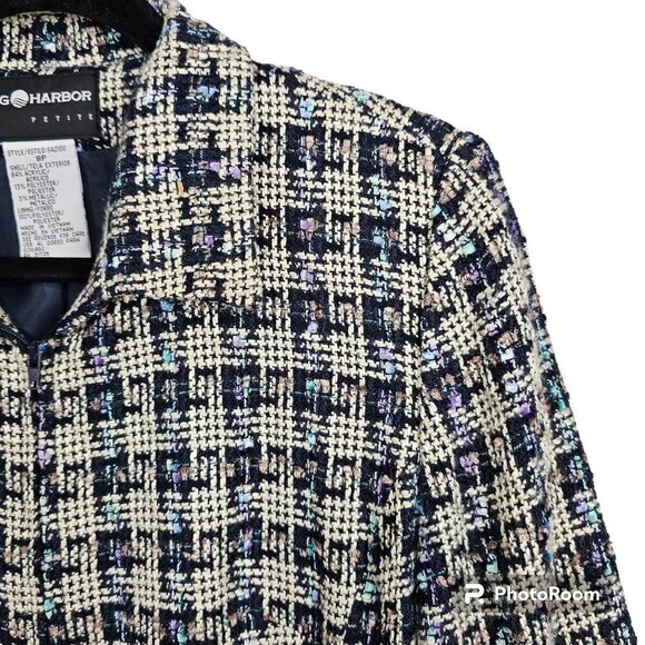 🔥Sag Harbor Tweed Zip Up Cardigan Blazer Jacket - Picture 3 of 6